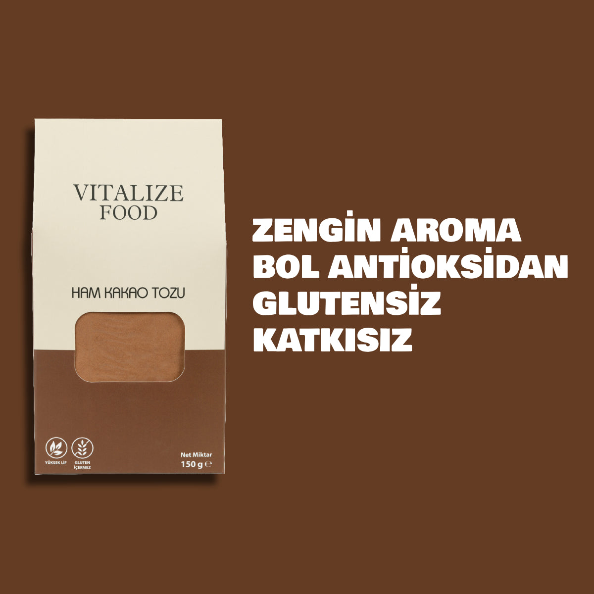 Vitalize Food - Naturel Ham Kakao Tozu 150 Gr